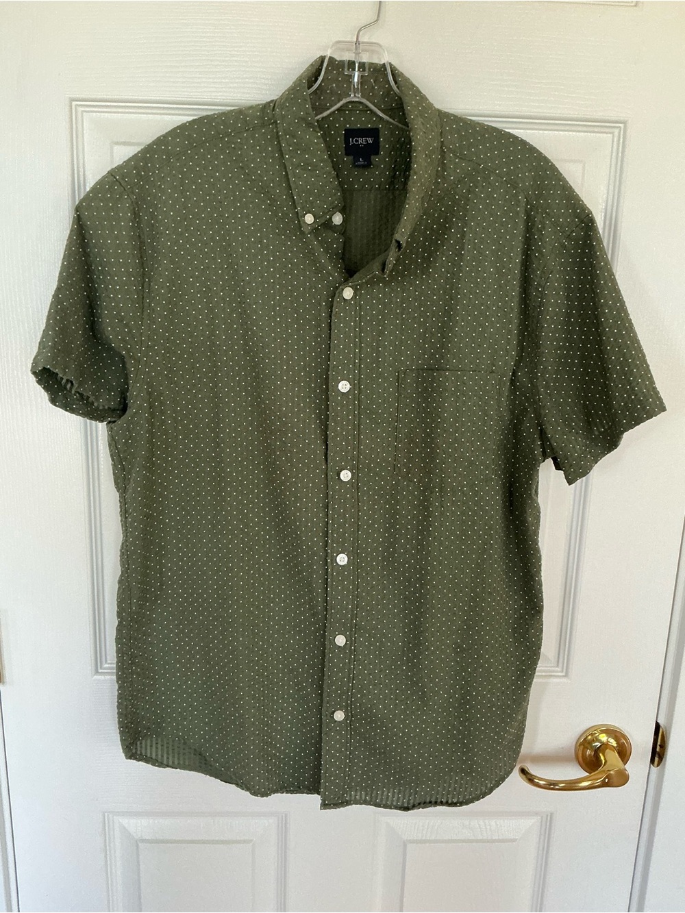J.Crew Men’s Olive Green Short-Sleeve Button-Up Shirt